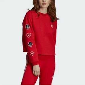 Rare Adidas crewneck sweatshirt embroidered Valentine's Day Deck of Cards Small
